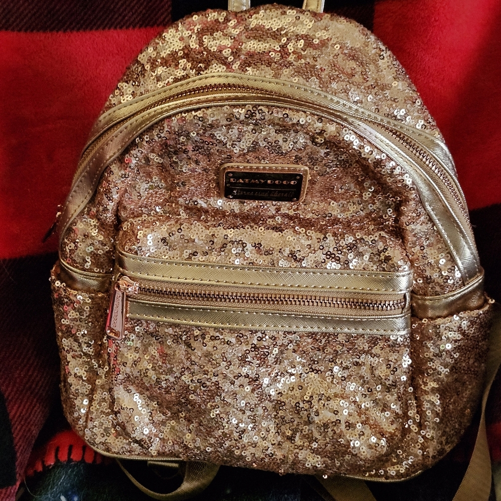 Sparkling Rose Gold Sequin Backpack Purse